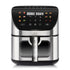 Smart Stainless Steel Air Fryer with Visible Glass Window, Touch and APP Control, Large Capacity for Oil-Free Cooking of Fries, Meat, Vegetables and Desserts in Home Kitchens (Silver)