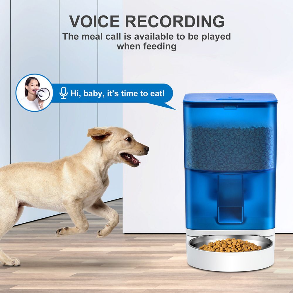 Smart Pet Feeder with WiFi and Button Control, 4L Automatic Cat and Dog Food Dispenser with Removable Stainless Steel Bowl, Ideal for Busy Owners, Travel, and Home Use (Blue, WIFI Version)