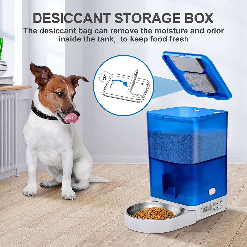 Smart Pet Feeder with WiFi and Button Control, 4L Automatic Cat and Dog Food Dispenser with Removable Stainless Steel Bowl, Ideal for Busy Owners, Travel, and Home Use (Blue, WIFI Version)