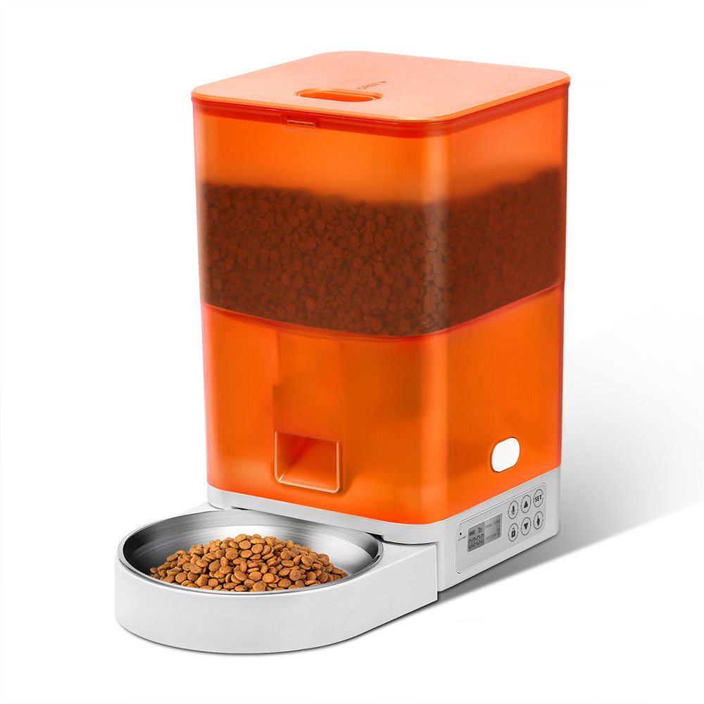Smart Pet Feeder with WiFi and Button Control, 4L Automatic Cat and Dog Food Dispenser with Removable Stainless Steel Bowl, Ideal for Busy Owners, Travel, and Home Use (Blue, WIFI Version)