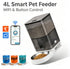 Smart Pet Feeder with WiFi and Button Control, 4L Automatic Cat and Dog Food Dispenser with Removable Stainless Steel Bowl, Ideal for Busy Owners, Travel, and Home Use (Orange, WIFI Version)