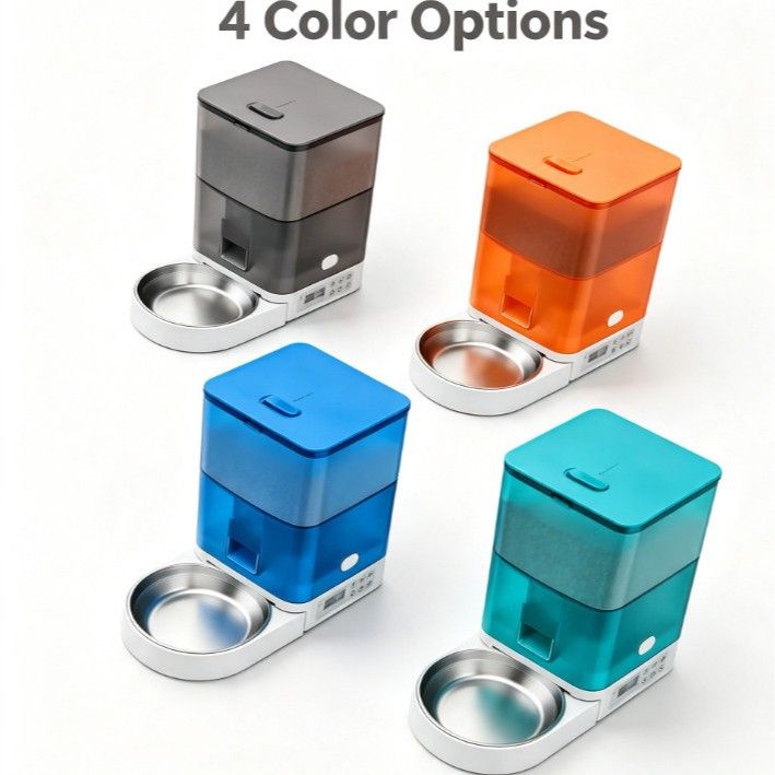 Smart Pet Feeder with WiFi and Button Control, 4L Automatic Cat and Dog Food Dispenser with Removable Stainless Steel Bowl, Ideal for Busy Owners, Travel, and Home Use (Orange, WIFI Version)