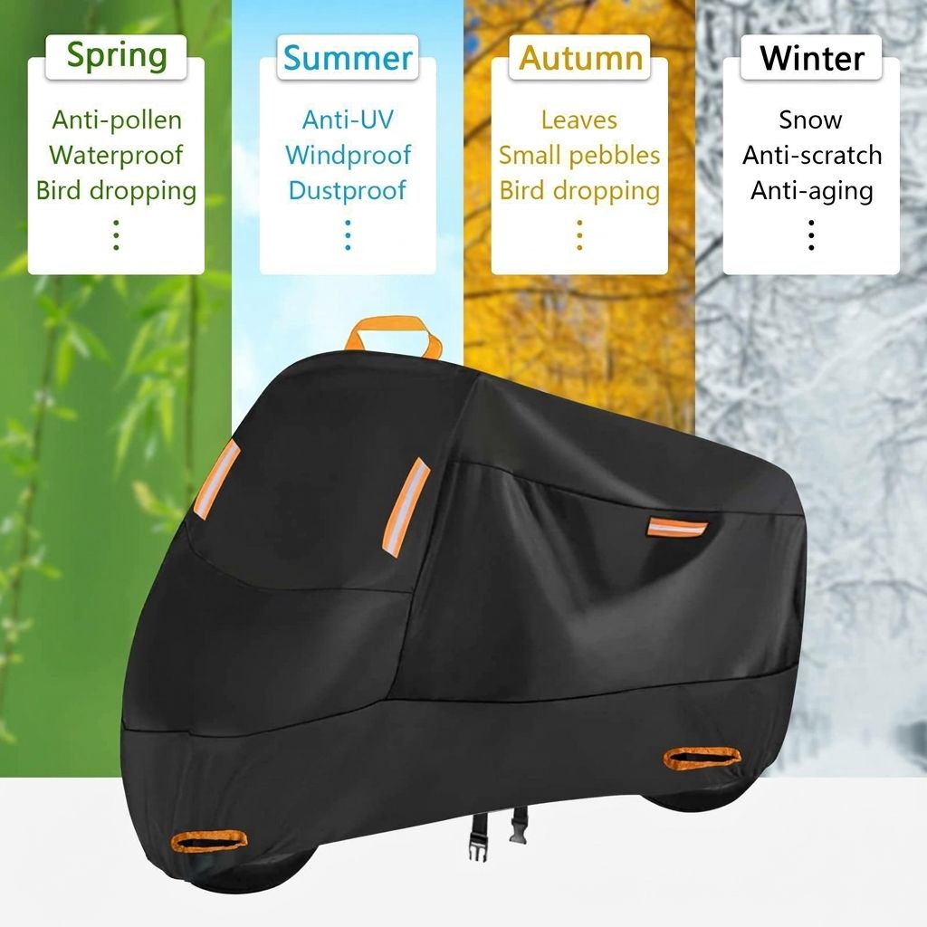 All-Weather Scooter & Motorcycle Cover with 210D Oxford Fabric, Reinforced Anti-Theft Lock Holes, Reflective Strips for Outdoor Protection Against Rain, UV, Dust, and Snow in Multiple Sizes (M)
