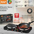 Double Burner Electric Ceramic Cooktop 2000W Countertop Hot Plate with 5-Level Temperature Control, Portable Dual Stove for Home Kitchen Cooking, Frying, Steaming, Boiling, Roasting and Daily Meal Preparation (White)