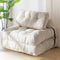 Convertible Folding Sofa Bed Pumpkin Design Corduroy Fabric Two-in-One Lounger for Living Room Bedroom Small Apartments Guest Room Daily Relaxation and Overnight Sleeping (Beige)