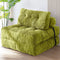 Convertible Folding Sofa Bed Pumpkin Design Corduroy Fabric Two-in-One Lounger for Living Room Bedroom Small Apartments Guest Room Daily Relaxation and Overnight Sleeping (Green)