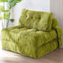 Convertible Folding Sofa Bed Pumpkin Design Corduroy Fabric Two-in-One Lounger for Living Room Bedroom Small Apartments Guest Room Daily Relaxation and Overnight Sleeping (Green)