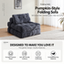 Convertible Folding Sofa Bed Pumpkin Design Corduroy Fabric Two-in-One Lounger for Living Room Bedroom Small Apartments Guest Room Daily Relaxation and Overnight Sleeping (Green)