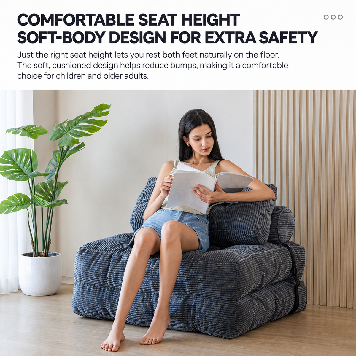 Convertible Folding Sofa Bed Pumpkin Design Corduroy Fabric Two-in-One Lounger for Living Room Bedroom Small Apartments Guest Room Daily Relaxation and Overnight Sleeping (Green)