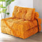 Convertible Folding Sofa Bed Pumpkin Design Corduroy Fabric Two-in-One Lounger for Living Room Bedroom Small Apartments Guest Room Daily Relaxation and Overnight Sleeping (Orange)