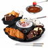 2-in-1 Electric Marshmallow Roaster and Chocolate Fondue Melting Pot with Stainless Steel Grill, Snack Tray and Forks for Cozy Home Gatherings, Date Nights and Holiday Parties (Black)