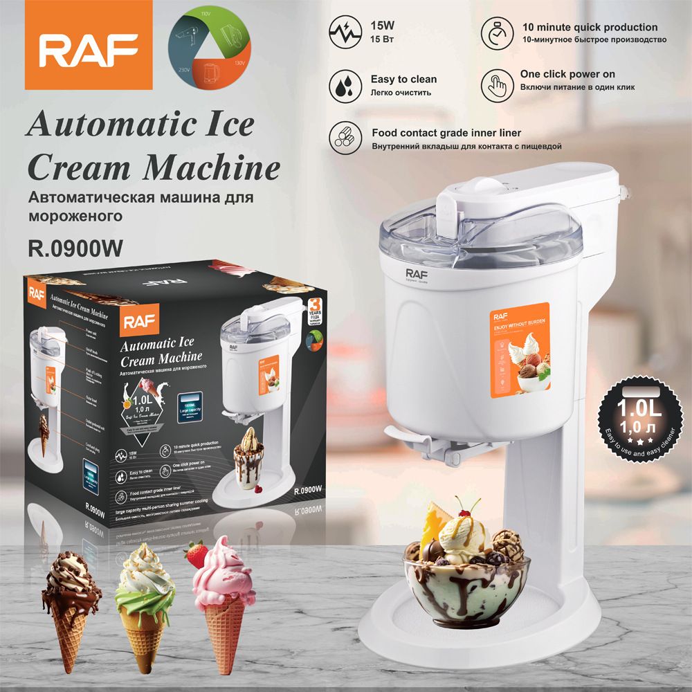 Automatic Ice Cream Maker for Home Use, Compact Countertop Machine for Fresh DIY Desserts, Soft Serve, Sorbet, Frozen Yogurt, Kids-Friendly Sweet Treats, One-Touch Operation, Easy-Clean Design (White)