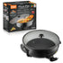 Electric Pizza Pan with Non-Stick Surface and Glass Lid, Adjustable Temperature Control for Home Baking and Grilling (Black)