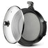 Electric Pizza Pan with Non-Stick Surface and Glass Lid, Adjustable Temperature Control for Home Baking and Grilling (Black)