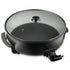 Electric Pizza Pan with Non-Stick Surface and Glass Lid, Adjustable Temperature Control for Home Baking and Grilling (Black)