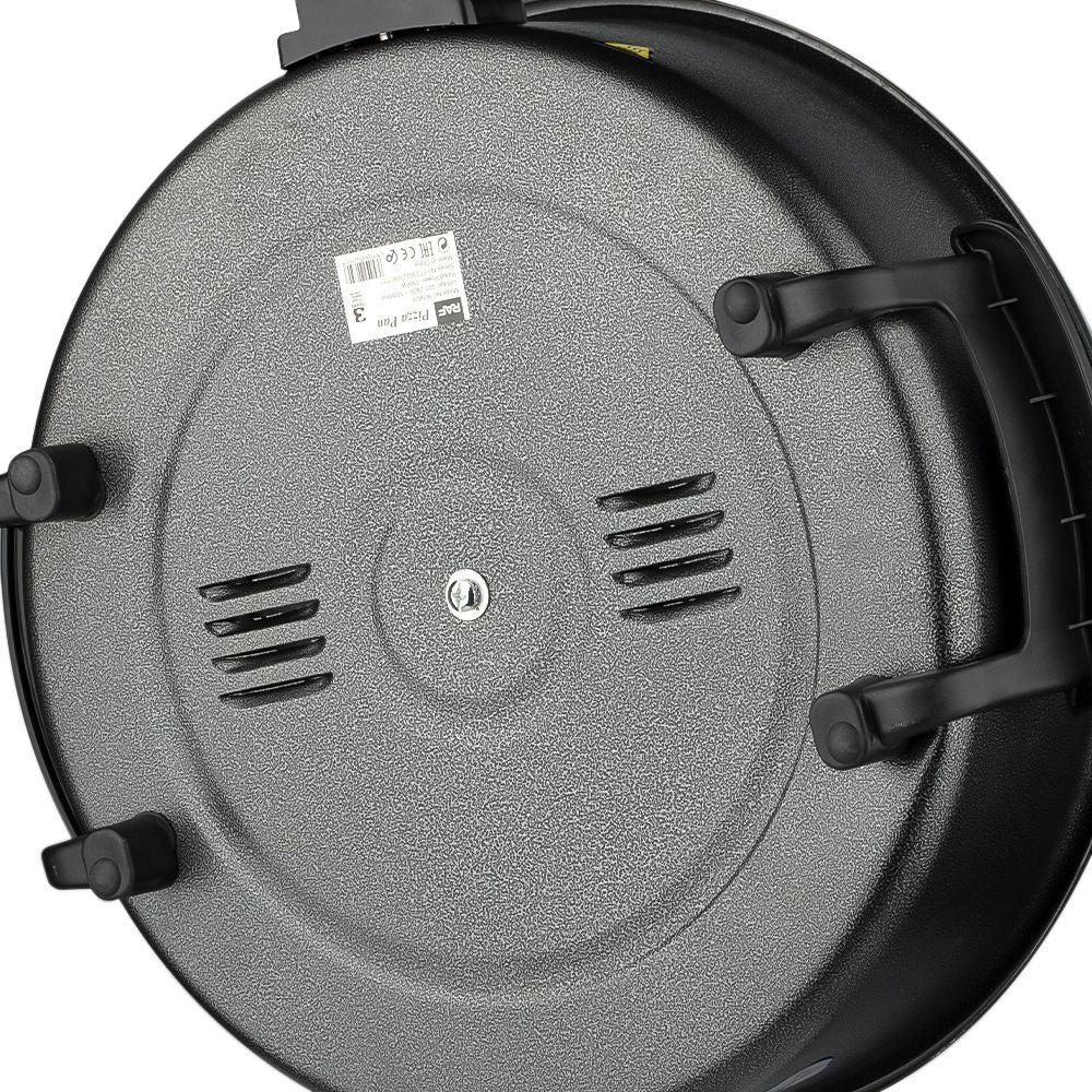 Electric Pizza Pan with Non-Stick Surface and Glass Lid, Adjustable Temperature Control for Home Baking and Grilling (Black)