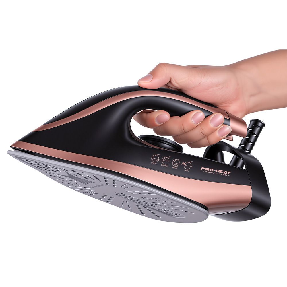 Professional Steam Station Iron with Ceramic Soleplate and Large Water Tank for Fast Wrinkle Removal on All Fabrics at Home (Black)