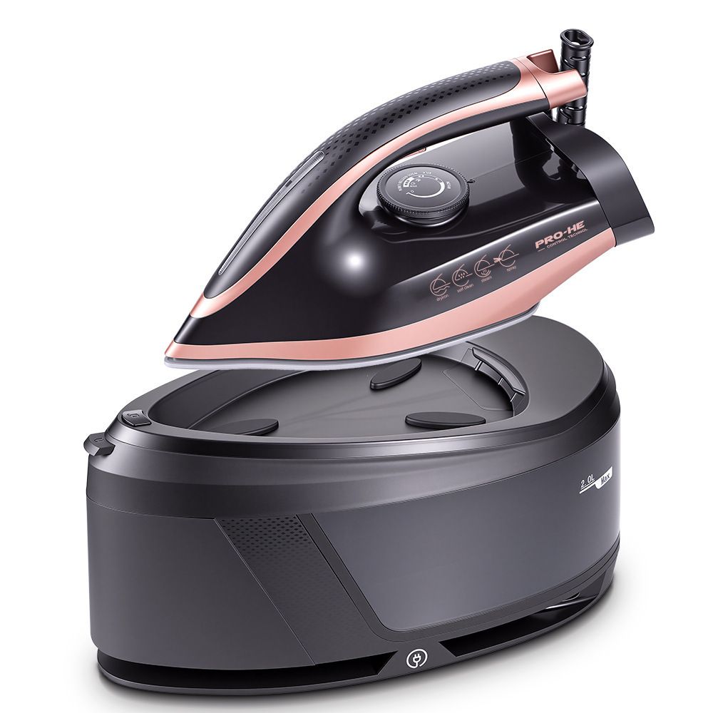 Professional Steam Station Iron with Ceramic Soleplate and Large Water Tank for Fast Wrinkle Removal on All Fabrics at Home (Black)