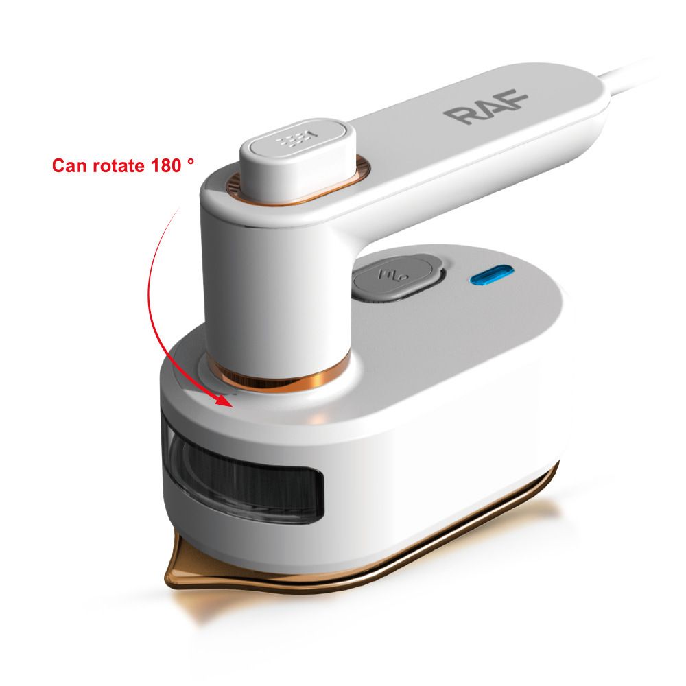 Portable Handheld Steam Iron with 180° Rotating Handle for Home and Travel, Compact Garment Steamer for Wrinkle Removal and Fabric Care (Black)
