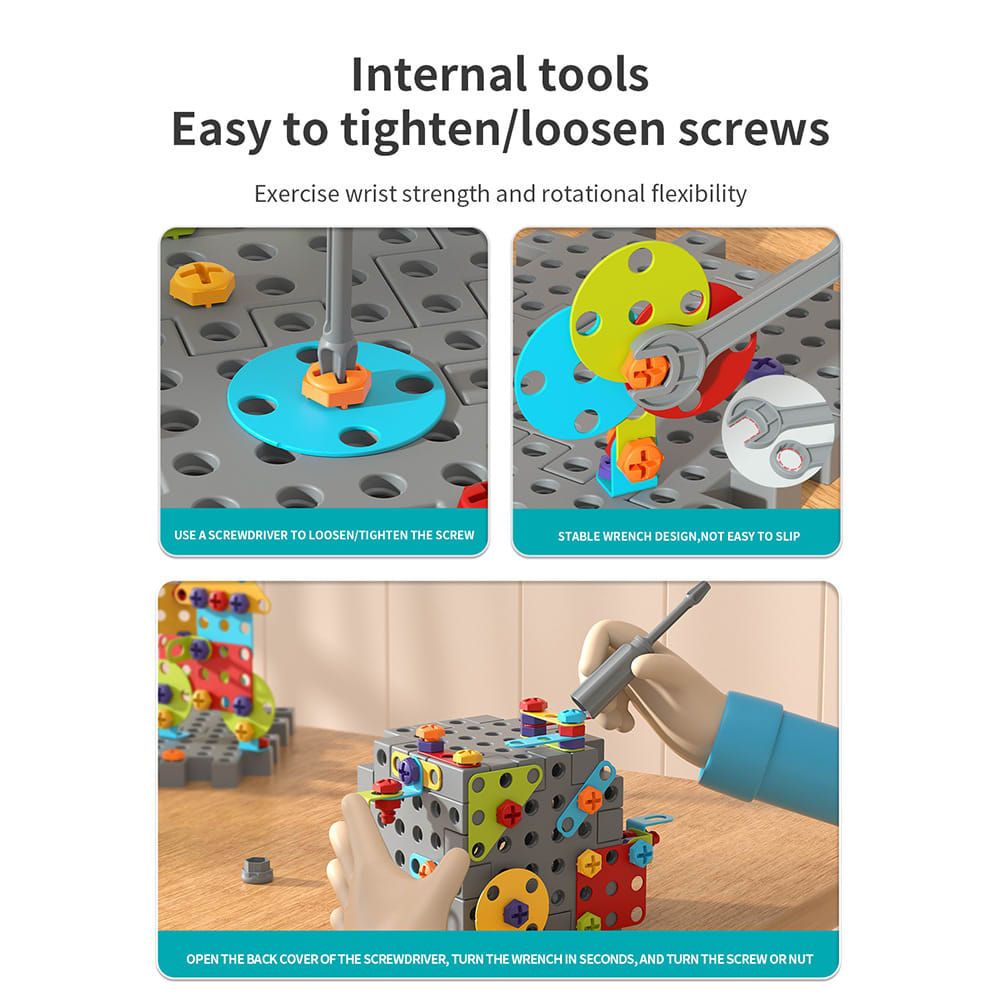 DIY Screw Assembly Building Blocks Set for Kids Ages 3-6 – Creative Educational Toy with Wrench and Screwdriver, Perfect for Parent-Child Interaction and Fine Motor Skills Development (366PCS)