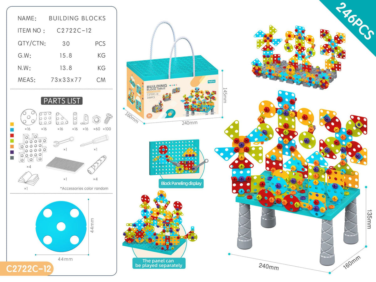 DIY Screw Assembly Building Blocks Set for Kids Ages 3-6 – Creative Educational Toy with Wrench and Screwdriver, Perfect for Parent-Child Interaction and Fine Motor Skills Development (366PCS)