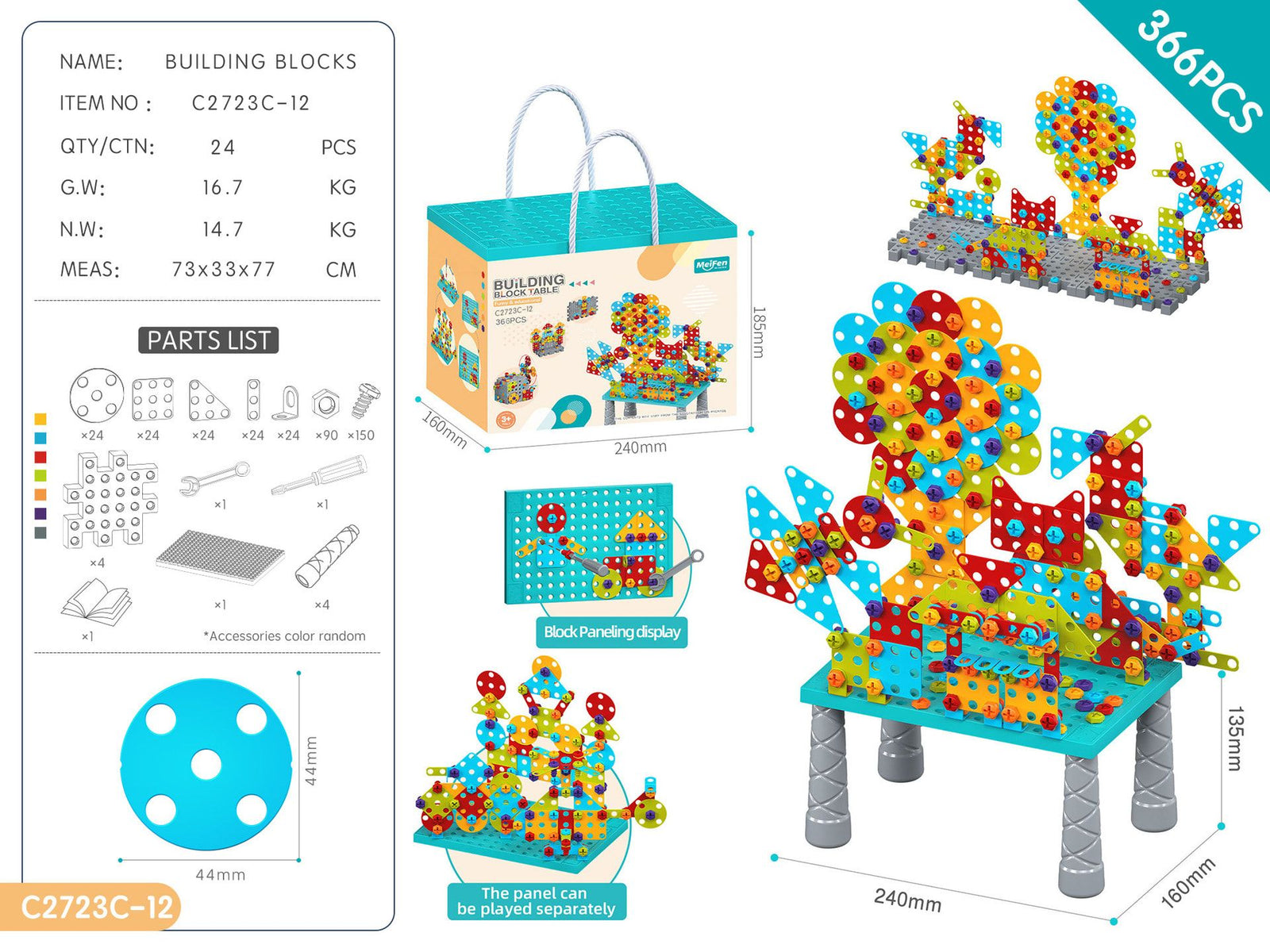 DIY Screw Assembly Building Blocks Set for Kids Ages 3-6 – Creative Educational Toy with Wrench and Screwdriver, Perfect for Parent-Child Interaction and Fine Motor Skills Development (374PCS)