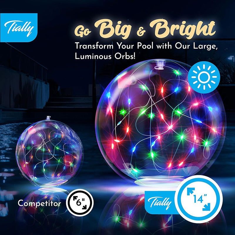 Solar-Powered Inflatable Floating Globe Lights – 2-Pack with Remote, Waterproof LED Sphere Decor for Pool, Garden, Patio & Yard, Auto On/Off, Weatherproof Ambient Lighting for Evening Parties and Outdoor Relaxation (2PCS（Warm Light）)