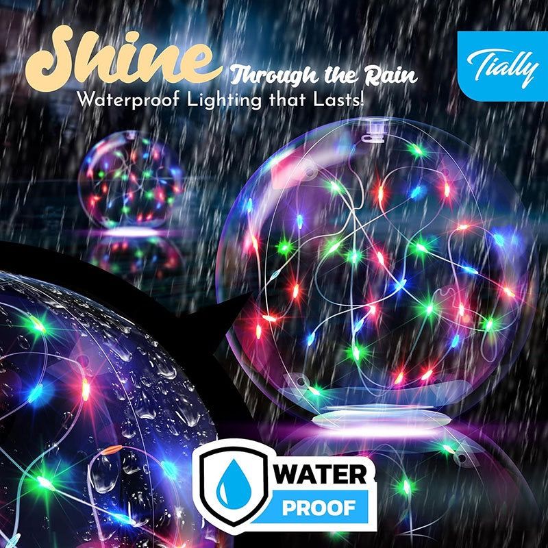 Solar-Powered Inflatable Floating Globe Lights – 2-Pack with Remote, Waterproof LED Sphere Decor for Pool, Garden, Patio & Yard, Auto On/Off, Weatherproof Ambient Lighting for Evening Parties and Outdoor Relaxation (2PCS（Warm Light）)