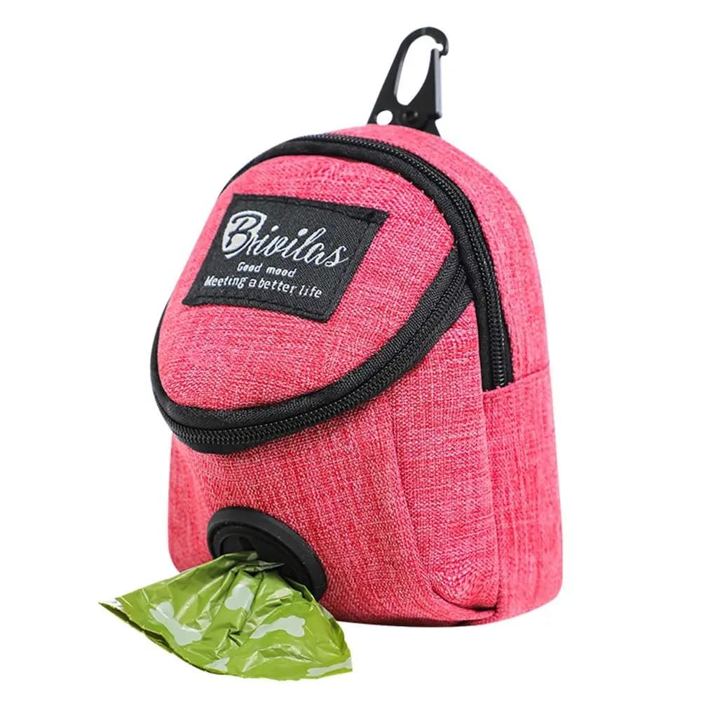 Compact mini backpack dog waste bag holder keeps your hands free during walks and training. Clips to leash or harness, stores rolls of bags plus small treats. Say goodbye to messy pockets. (Grey)