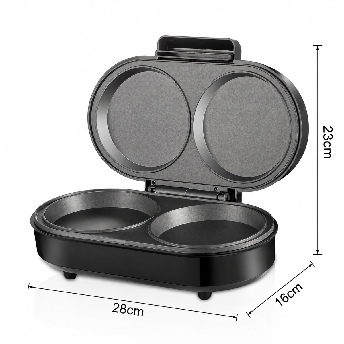 Electric Omelette Maker with Dual Non-Stick Cooking Plates, 850W Double-Sided Heating for Quick Breakfast Eggs, Patties, and Mini Pancakes in Home Kitchens (Black)