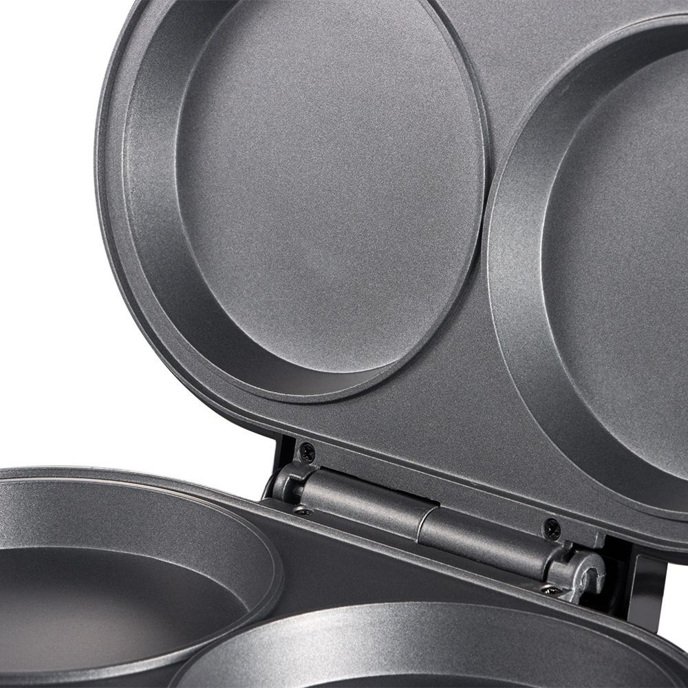 Electric Omelette Maker with Dual Non-Stick Cooking Plates, 850W Double-Sided Heating for Quick Breakfast Eggs, Patties, and Mini Pancakes in Home Kitchens (Black)
