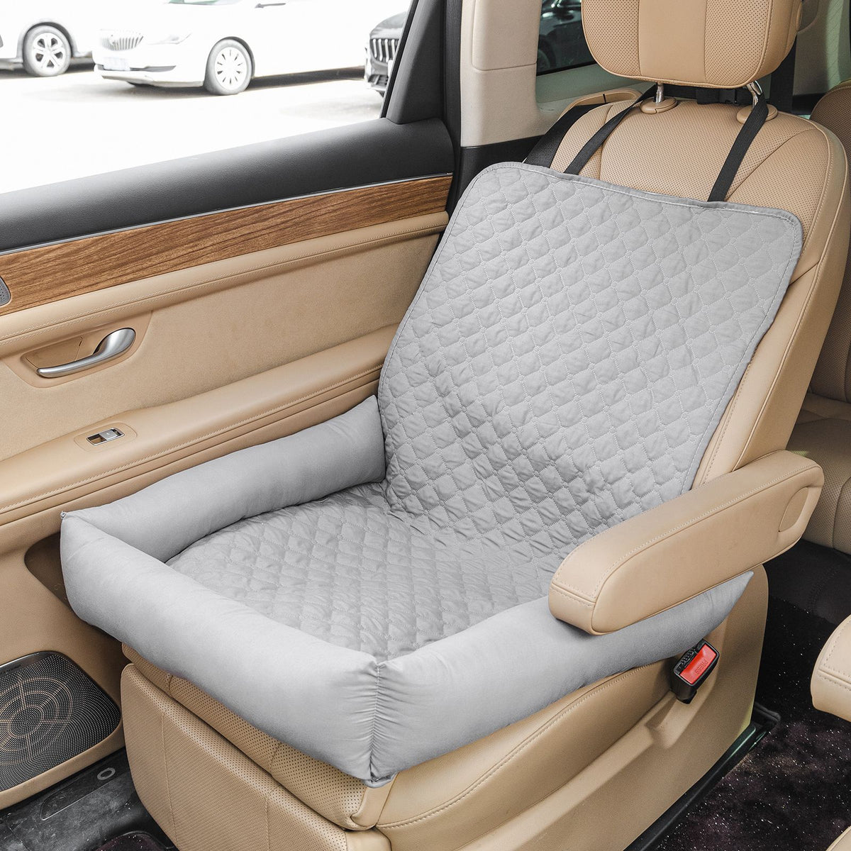 Waterproof Dog Car Seat Bed for Front Passenger Seat, Portable Pet Car Booster Seat with Anti-Slip Base and Soft Bolster, Travel Dog Bed for Small Pets, Machine Washable Pet Seat Protector for Cars (Black)