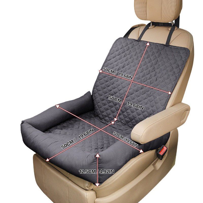 Waterproof Dog Car Seat Bed for Front Passenger Seat, Portable Pet Car Booster Seat with Anti-Slip Base and Soft Bolster, Travel Dog Bed for Small Pets, Machine Washable Pet Seat Protector for Cars (Khaki)