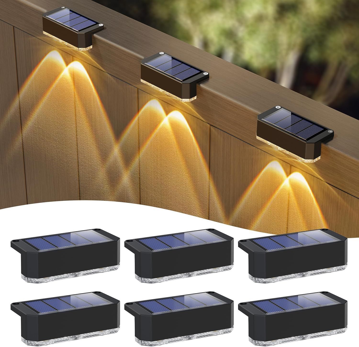 Solar Powered Outdoor Fence Light, Warm White Decorative Garden Rail Light with Auto On/Off, Easy Installation for Patio, Deck, and Yard Illumination (1PCS, WarmLight)