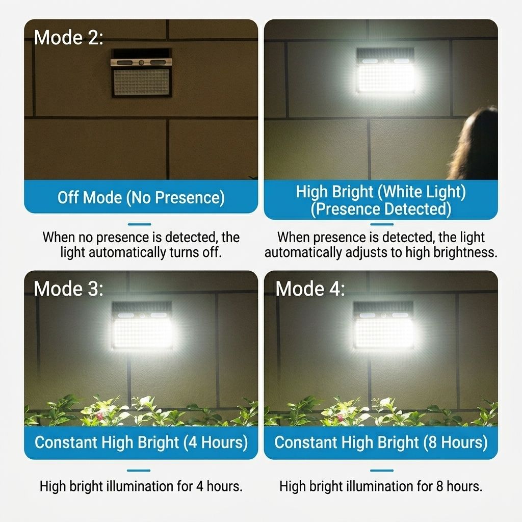Solar Powered Motion Sensor Wall Light with Dual-Head LED Spotlight, IP65 Waterproof Outdoor Security Lamp for Patio, Doorway, Stairs, and Building Exterior, Auto On/Off at Dusk, 4 Adjustable Lighting Modes, Energy-Efficient and Weather-Resistant (3PCS)