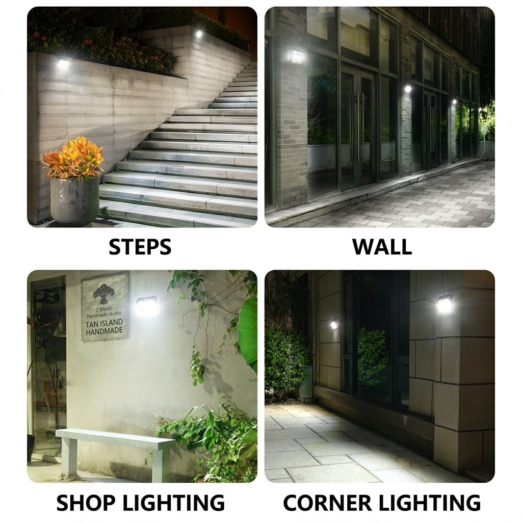 Solar Powered Motion Sensor Wall Light with Dual-Head LED Spotlight, IP65 Waterproof Outdoor Security Lamp for Patio, Doorway, Stairs, and Building Exterior, Auto On/Off at Dusk, 4 Adjustable Lighting Modes, Energy-Efficient and Weather-Resistant (3PCS)