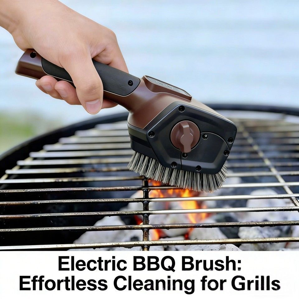 Electric BBQ Grill Cleaning Brush 3000mAh Rechargeable LED Scrubber Yellow