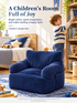 Kids Single Sofa Chair with Corduroy Fabric and Storage Pocket, Cozy Bean Bag Lounger for Children Bedroom and Home Reading Nook (Ivory)