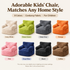 Kids Single Sofa Chair with Corduroy Fabric and Storage Pocket, Cozy Bean Bag Lounger for Children Bedroom and Home Reading Nook (Ivory)