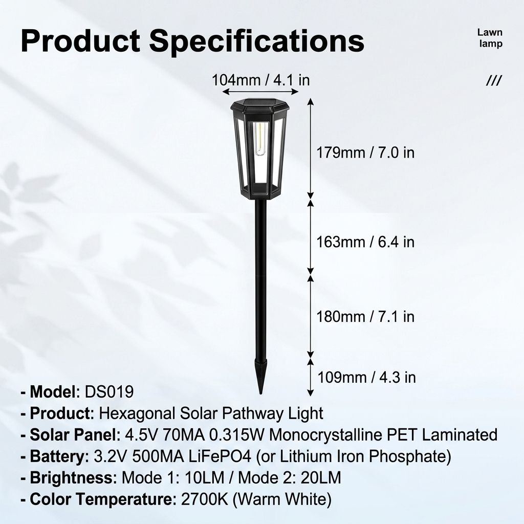 Solar Hexagonal Tungsten Pathway Lights 8-Pack, 2700K Warm Glow, 631mm Height