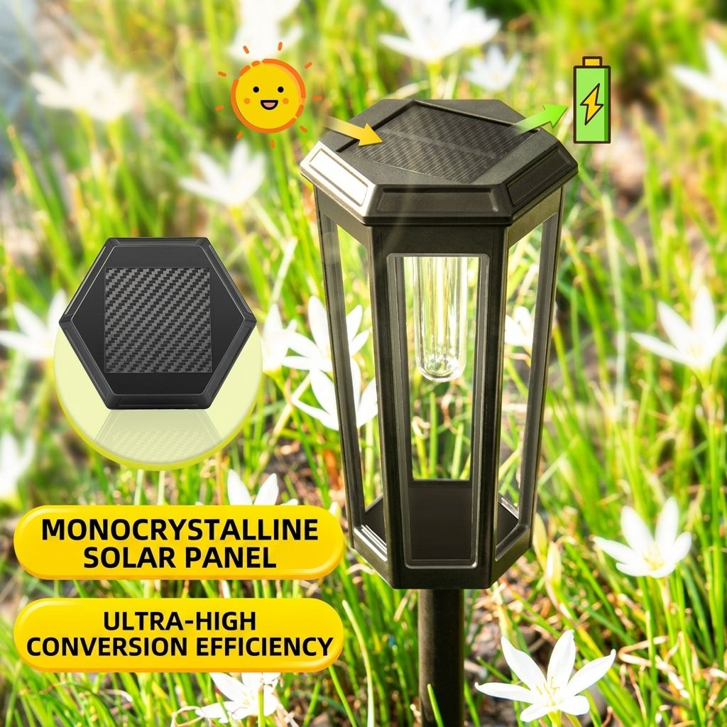 Solar Hexagonal Tungsten Pathway Lights 8-Pack, 2700K Warm Glow, 631mm Height