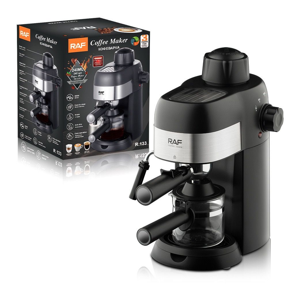Compact 3.5Bar Semi-Automatic Espresso Machine with Steam Milk Frother for Home, Office, and Small Kitchen Use (Black)