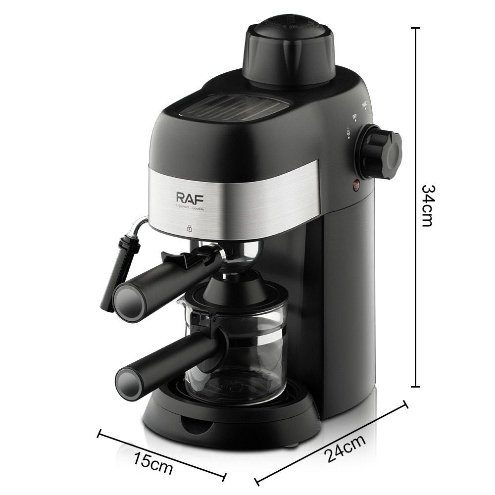 Compact 3.5Bar Semi-Automatic Espresso Machine with Steam Milk Frother for Home, Office, and Small Kitchen Use (Black)
