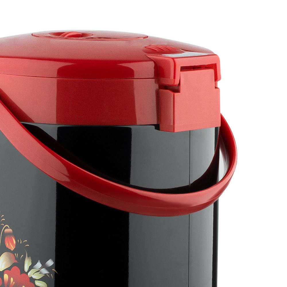 6.8L Electric Thermostatic Hot Water Boiler with Stainless Steel Interior, Floral Pattern, Keep Warm Function for Home and Small Office Daily Hot Water Use (Red)