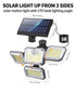 Brighten your outdoors with this four-head solar motion sensor wall light, featuring 333 super-bright LEDs, adjustable panels, and a separate solar panel for flexible installation. Perfect for front doors, garages, patios, and pathways, it delivers powerf