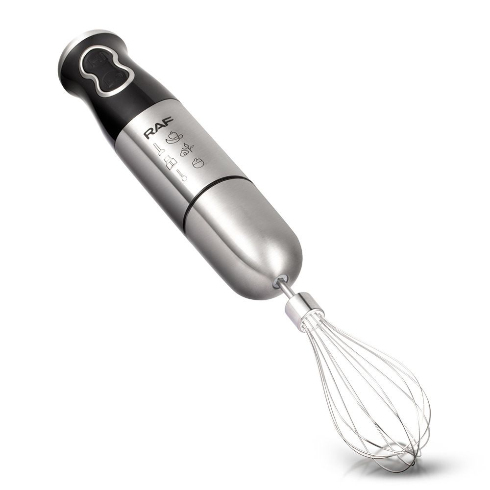 5-in-1 Handheld Immersion Blender Set with 500W Motor, Stainless Steel Blades, 700ml Beaker, Chopper Bowl, Whisk and Masher Attachments for Smoothies, Baby Food, Soups and Baking (Silver)