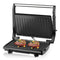 Versatile Electric Grill and Panini Press with Brushed Stainless Steel Lid, Double-Sided Non-Stick Plates, 180° Flattening Design for Steaks, Sandwiches, Breakfast Meats, Vegetables, and Indoor Grilling (Silver)