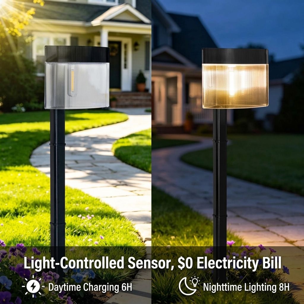 Solar Powered Outdoor Wall Lamp with Radar Motion Sensor, Dual Installation as Wall Mount or Ground Spike, Rechargeable Garden Path Light, Warm White Glow for Patio, Lawn, and Entryway Illumination (Warm Light, 4PCS)
