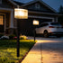 Solar Powered Outdoor Wall Lamp with Radar Motion Sensor, Dual Installation as Wall Mount or Ground Spike, Rechargeable Garden Path Light, Warm White Glow for Patio, Lawn, and Entryway Illumination (White Light, 2PCS)