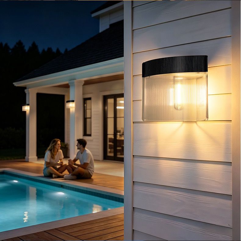 Solar Powered Outdoor Wall Lamp with Radar Motion Sensor, Dual Installation as Wall Mount or Ground Spike, Rechargeable Garden Path Light, Warm White Glow for Patio, Lawn, and Entryway Illumination (White Light, 4PCS)